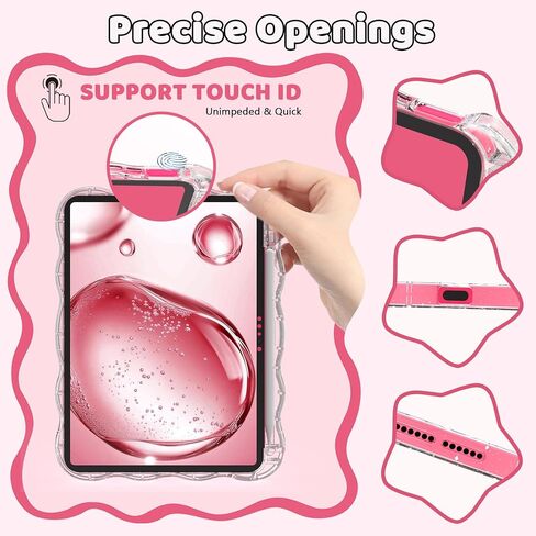 حافظة Rantice iPad Air الجيل الخامس/الرابع مع واقي شاشة (2022/2020)، حافظة iPad Air مقاس 10.9 بوصة مع حامل أقلام، حافظة رفيعة مقاومة للصدمات مع مسند للأطفال البنات، لمعان شفاف in Kuwait