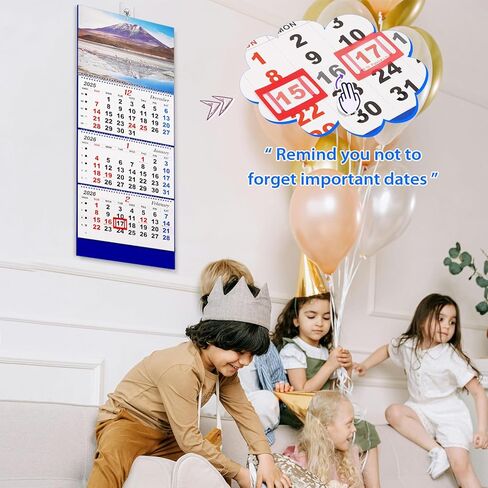 تقويم حائط 2026، تقويم حائط كبير، عرض 3 أشهر، تقويم عمودي مع ورق سميك 33 بوصة × 13 بوصة من ديسمبر 2025 إلى يناير 2027 لمخطط يومي مثالي (أزرق-1) in Kuwait