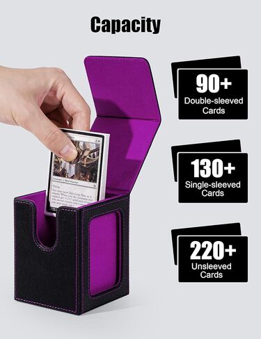 Card Deck Box with MTG Commander Display, Deck Case Holds 100+ Double-Sleeved Cards, Trading Card Storage Box Fits TCG/PTCG/Sports Card（Black&Red） in Saudi Arabia