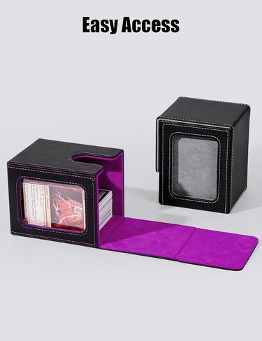 Card Deck Box with MTG Commander Display, Deck Case Holds 100+ Double-Sleeved Cards, Trading Card Storage Box Fits TCG/PTCG/Sports Card（Black&Red） in Saudi Arabia
