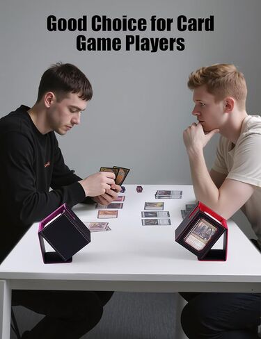 Card Deck Box with MTG Commander Display, Deck Case Holds 100+ Double-Sleeved Cards, Trading Card Storage Box Fits TCG/PTCG/Sports Card（Black&Red） in Saudi Arabia