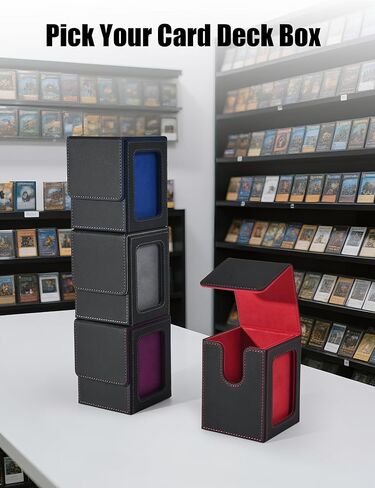 Card Deck Box with MTG Commander Display, Deck Case Holds 100+ Double-Sleeved Cards, Trading Card Storage Box Fits TCG/PTCG/Sports Card（Black&Red） in Saudi Arabia