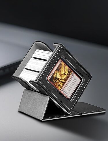 حافظة بطاقات لأسطح MTG Commander، تحمل أكثر من 100 بطاقة مزدوجة الأكمام وبطاقات عرض النافذة، تصميم مغناطيسي، غالبًا ما تناسب MTG، PTCG، TCG، CCG، والأسطح الرياضية (أسود وأخضر) in Saudi Arabia