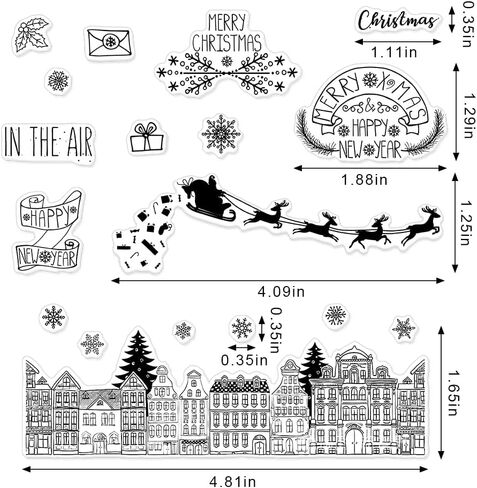 Christmas Clear Stamps for Card Making Decorative Xmas Theme City House Background Transparent Silicone Stamps for DIY Scrapbooking Supplies Embossing Paper Card Album Decoration Craft in Saudi Arabia