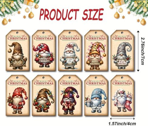 20 Vintage Holiday Gift Tags with String and Santa Claus Snowman Labels Christmas Hanging Crafts Tags Ornaments for Christmas Gift Wrapping and Home Decor (2.7'' x 1.5'') in Saudi Arabia