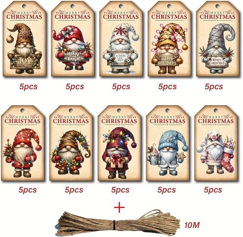 20 Vintage Holiday Gift Tags with String and Santa Claus Snowman Labels Christmas Hanging Crafts Tags Ornaments for Christmas Gift Wrapping and Home Decor (2.7'' x 1.5'') in Saudi Arabia