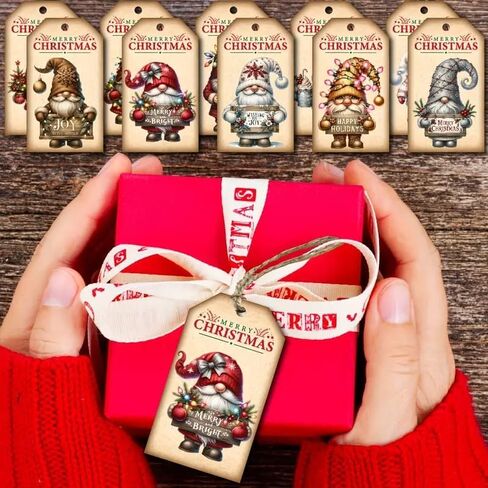 20 Vintage Holiday Gift Tags with String and Santa Claus Snowman Labels Christmas Hanging Crafts Tags Ornaments for Christmas Gift Wrapping and Home Decor (2.7'' x 1.5'') in Saudi Arabia
