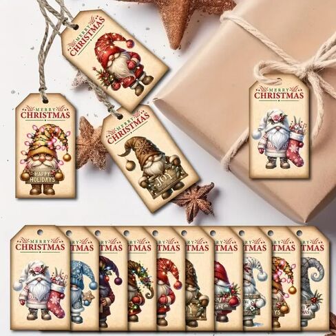 20 Vintage Holiday Gift Tags with String and Santa Claus Snowman Labels Christmas Hanging Crafts Tags Ornaments for Christmas Gift Wrapping and Home Decor (2.7'' x 1.5'') in Saudi Arabia