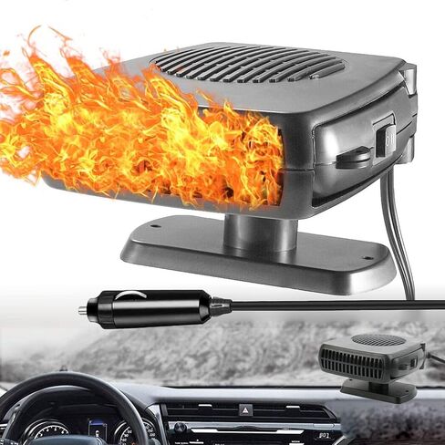 Car Heater,12V 200W Portable Car Heaters for Vehicle,Car Defrost Defogger Car Defroster Windshield Heater 12 Volt Heater For Car (Black&Black) in Saudi Arabia