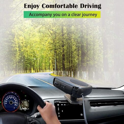 Car Heater,12V 200W Portable Car Heaters for Vehicle,Car Defrost Defogger Car Defroster Windshield Heater 12 Volt Heater For Car (Black&Black) in Saudi Arabia