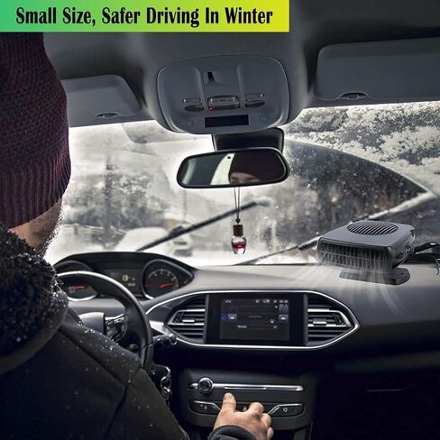 Car Heater,12V 200W Portable Car Heaters for Vehicle,Car Defrost Defogger Car Defroster Windshield Heater 12 Volt Heater For Car (Black&Black) in Saudi Arabia