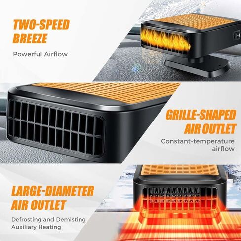 12V Portable Car Heater, New 12V Car Heater - Plugs into Cigarette Lighter, 200W Fast Heating Car Defroster, 2 in 1 Heating & Cooling Fast Windshield Defrost Defogger in Saudi Arabia