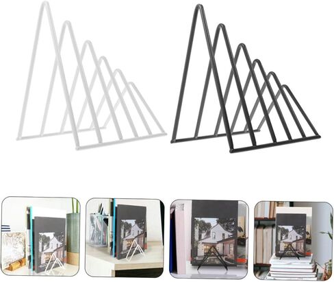 2Pcs Triangle Bookshelf Organizer File Storage Rack for Office Home and Dorm Use Capacity Bookends with Smooth Edges for Desktop Storage in Kuwait