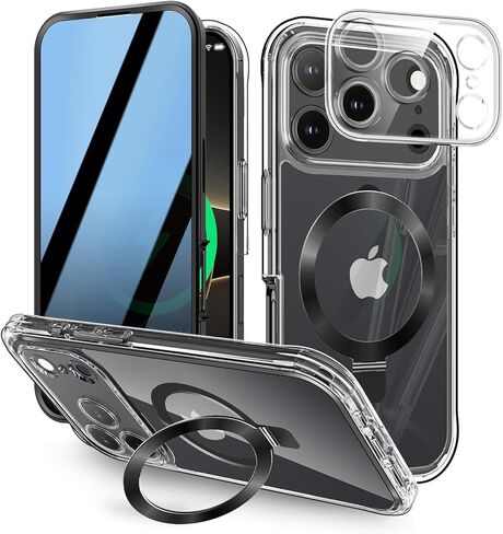 [Built-in Anti Peep Screen Protector & Invisible Magnetic Kickstand] Privacy Case for iPhone 16 Pro Max 6.9'' [Integrated Lens Protection] [Compatible with MagSafe] Full-Body Drop Proof Case -Clear in Saudi Arabia
