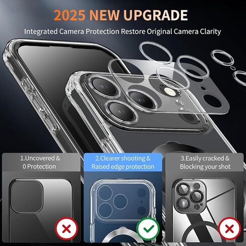 [Built-in Anti Peep Screen Protector & Invisible Magnetic Kickstand] Privacy Case for iPhone 16 Pro Max 6.9'' [Integrated Lens Protection] [Compatible with MagSafe] Full-Body Drop Proof Case -Clear in Saudi Arabia