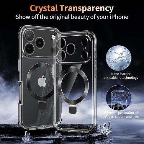[Built-in Anti Peep Screen Protector & Invisible Magnetic Kickstand] Privacy Case for iPhone 16 Pro Max 6.9'' [Integrated Lens Protection] [Compatible with MagSafe] Full-Body Drop Proof Case -Clear in Saudi Arabia