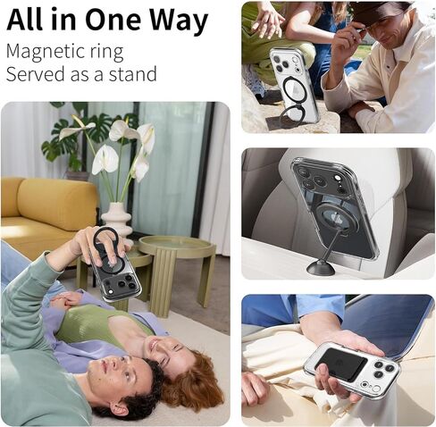 [Built-in Anti Peep Screen Protector & Invisible Magnetic Kickstand] Privacy Case for iPhone 16 Pro Max 6.9'' [Integrated Lens Protection] [Compatible with MagSafe] Full-Body Drop Proof Case -Clear in Saudi Arabia