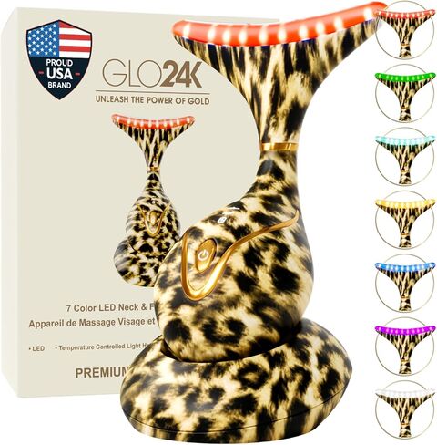 GLO24K Red Light Skin Rejuvenation Beauty Device for Face and Neck. Based on Triple Action LED, Thermal, and Vibration Technologies. Lifts and Tightens Sagging Skin for a Radiant Appearance. in Kuwait