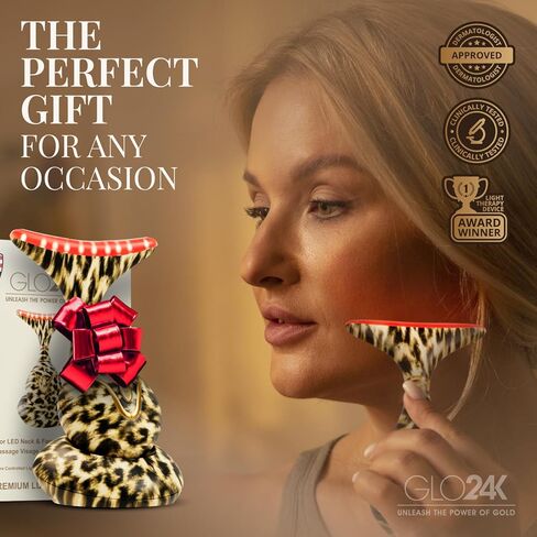 GLO24K Red Light Skin Rejuvenation Beauty Device for Face and Neck. Based on Triple Action LED, Thermal, and Vibration Technologies. Lifts and Tightens Sagging Skin for a Radiant Appearance. in Kuwait