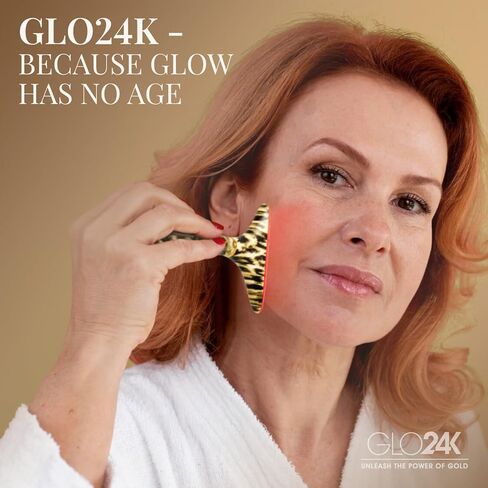 GLO24K Red Light Skin Rejuvenation Beauty Device for Face and Neck. Based on Triple Action LED, Thermal, and Vibration Technologies. Lifts and Tightens Sagging Skin for a Radiant Appearance. in Kuwait