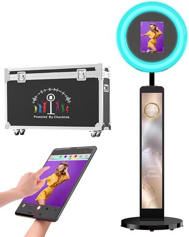 كشك صور محمول متوافق مع أي جهاز Ipad، كشك صور كبير Lightbox Ipad لعيد الميلاد وحفلات الزفاف وحفلات الزفاف وبرنامج التحكم في الضوء الدائري، وحقيبة الطيران باللون الأبيض in Kuwait