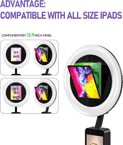 كشك صور محمول متوافق مع أي جهاز Ipad، كشك صور كبير Lightbox Ipad لعيد الميلاد وحفلات الزفاف وحفلات الزفاف وبرنامج التحكم في الضوء الدائري، وحقيبة الطيران باللون الأبيض in Kuwait