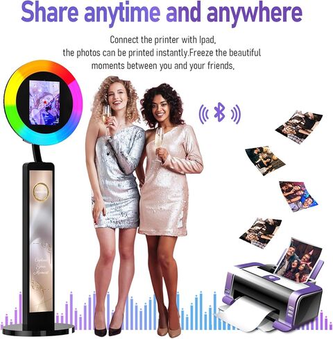 كشك صور محمول متوافق مع أي جهاز Ipad، كشك صور كبير Lightbox Ipad لعيد الميلاد وحفلات الزفاف وحفلات الزفاف وبرنامج التحكم في الضوء الدائري، وحقيبة الطيران باللون الأبيض in Kuwait