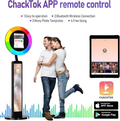 كشك صور محمول متوافق مع أي جهاز Ipad، كشك صور كبير Lightbox Ipad لعيد الميلاد وحفلات الزفاف وحفلات الزفاف وبرنامج التحكم في الضوء الدائري، وحقيبة الطيران باللون الأبيض in Kuwait