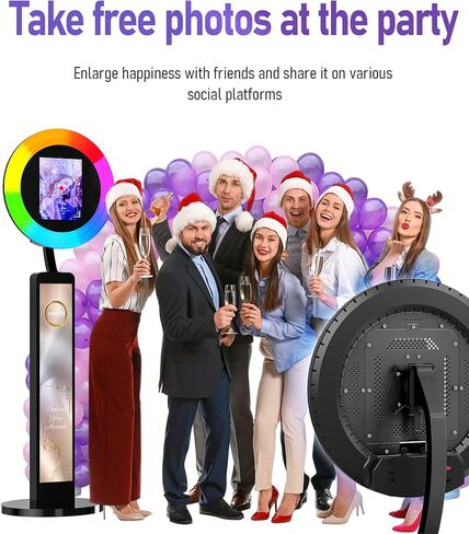 كشك صور محمول متوافق مع أي جهاز Ipad، كشك صور كبير Lightbox Ipad لعيد الميلاد وحفلات الزفاف وحفلات الزفاف وبرنامج التحكم في الضوء الدائري، وحقيبة الطيران باللون الأبيض in Kuwait