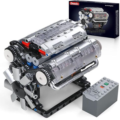 مجموعة بناء محرك V8 للرجال - نموذج محرك V8 صغير واقعي مع مكابس متحركة وعمود مرفقي - مكعبات بناء ميكانيكية ذاتية الصنع للبالغين وعشاق السيارات والمراهقين - هدية عرض مكتب للرجال in Kuwait
