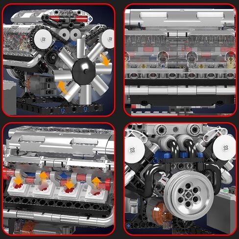 مجموعة بناء محرك V8 للرجال - نموذج محرك V8 صغير واقعي مع مكابس متحركة وعمود مرفقي - مكعبات بناء ميكانيكية ذاتية الصنع للبالغين وعشاق السيارات والمراهقين - هدية عرض مكتب للرجال in Kuwait
