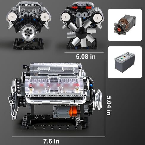 مجموعة بناء محرك V8 للرجال - نموذج محرك V8 صغير واقعي مع مكابس متحركة وعمود مرفقي - مكعبات بناء ميكانيكية ذاتية الصنع للبالغين وعشاق السيارات والمراهقين - هدية عرض مكتب للرجال in Kuwait