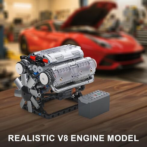 مجموعة بناء محرك V8 للرجال - نموذج محرك V8 صغير واقعي مع مكابس متحركة وعمود مرفقي - مكعبات بناء ميكانيكية ذاتية الصنع للبالغين وعشاق السيارات والمراهقين - هدية عرض مكتب للرجال in Kuwait