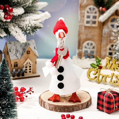 Abbylike Winter Mini Desk Goose Outfit 7 Inch Magnetic Silly Goose Statue Snowman Costume for Winter Christmas Holiday Magnetic Duck Statue Desk Keyholder Decor in Saudi Arabia