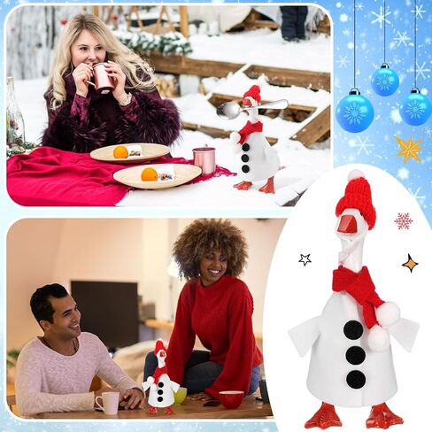 Abbylike Winter Mini Desk Goose Outfit 7 Inch Magnetic Silly Goose Statue Snowman Costume for Winter Christmas Holiday Magnetic Duck Statue Desk Keyholder Decor in Saudi Arabia