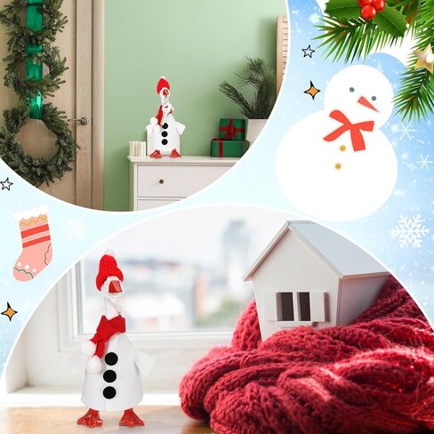 Abbylike Winter Mini Desk Goose Outfit 7 Inch Magnetic Silly Goose Statue Snowman Costume for Winter Christmas Holiday Magnetic Duck Statue Desk Keyholder Decor in Saudi Arabia