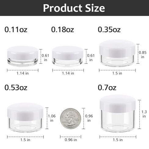 Accmor 10 Pieces Makeup Travel Containers with Lids 3/5/ 10/15/ 20 Gram Size Cosmetic Jars with 5 Pieces Mini Spatulas for Gift(random color) in Kuwait