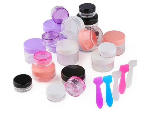 Accmor 10 Pieces Makeup Travel Containers with Lids 3/5/ 10/15/ 20 Gram Size Cosmetic Jars with 5 Pieces Mini Spatulas for Gift(random color) in Kuwait