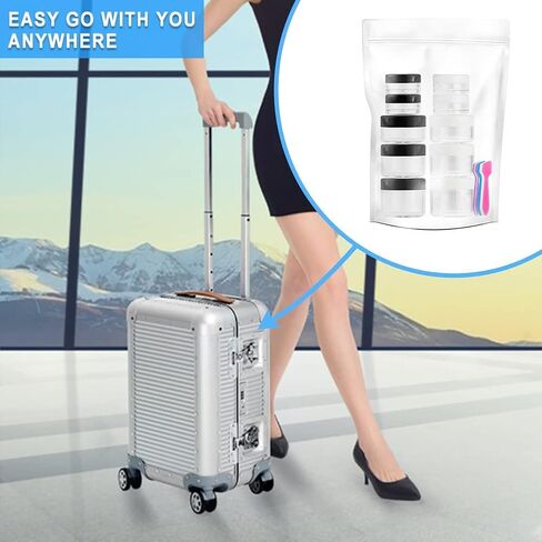 Accmor 10 Pieces Makeup Travel Containers with Lids 3/5/ 10/15/ 20 Gram Size Cosmetic Jars with 5 Pieces Mini Spatulas for Gift(random color) in Kuwait