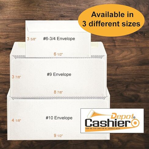 500 Cashier Depot - #6 3/4 مظاريف عمل، ورق منسوج أبيض، 3 5/8 × 6 1/2 بوصة، 24 رطل، غطاء لاصق، بريد احترافي للرسائل والفواتير والشيكات، 500 عدد in Saudi Arabia