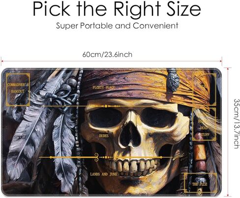 for MTG Playmat Stitched with Magic Zone Non-Slip Rubber Backing Printing Commander Board Game Desk Mat Duel Mat TCG PTCG Playmat 24x14 inches and Storage Bags - Pirate Skull in Saudi Arabia