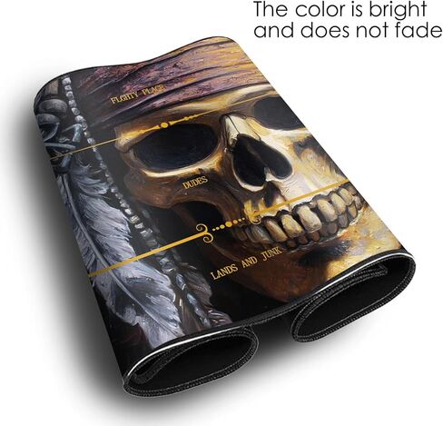 for MTG Playmat Stitched with Magic Zone Non-Slip Rubber Backing Printing Commander Board Game Desk Mat Duel Mat TCG PTCG Playmat 24x14 inches and Storage Bags - Pirate Skull in Saudi Arabia