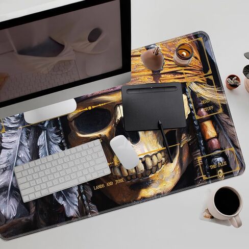 for MTG Playmat Stitched with Magic Zone Non-Slip Rubber Backing Printing Commander Board Game Desk Mat Duel Mat TCG PTCG Playmat 24x14 inches and Storage Bags - Pirate Skull in Saudi Arabia