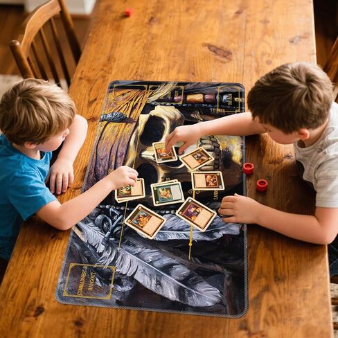 for MTG Playmat Stitched with Magic Zone Non-Slip Rubber Backing Printing Commander Board Game Desk Mat Duel Mat TCG PTCG Playmat 24x14 inches and Storage Bags - Pirate Skull in Saudi Arabia