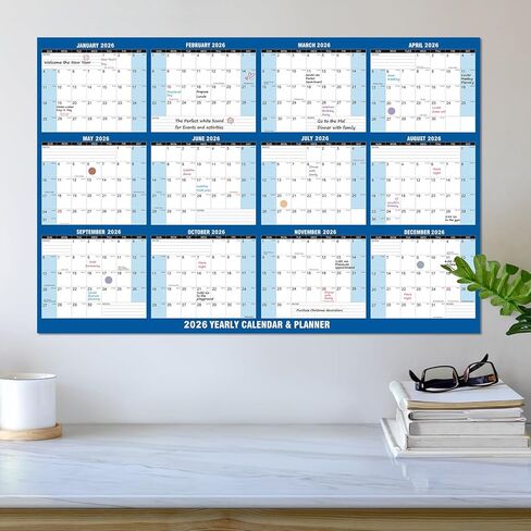 2 Pack 2026 Wall Calendar Sets, 32" x 48" Huge Laminated 2-Side Horizontal/Vertical | Wet & Dry Erase | Yearly Wall Hanging Calendars 12 Month Annual Planner Thick Paper for Office/Family/College in Kuwait