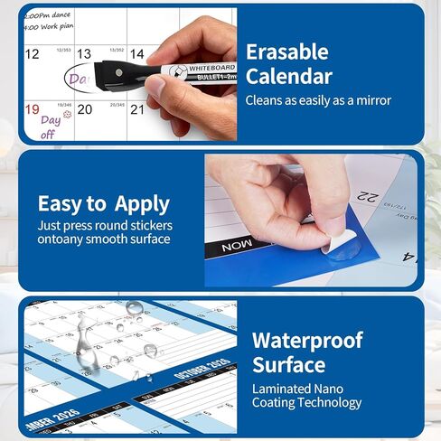 2 Pack 2026 Wall Calendar Sets, 32" x 48" Huge Laminated 2-Side Horizontal/Vertical | Wet & Dry Erase | Yearly Wall Hanging Calendars 12 Month Annual Planner Thick Paper for Office/Family/College in Kuwait