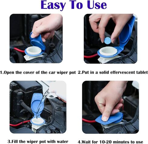 100 Pcs Windshield Washer Fluid Tablets – Solid Concentrated Glass Cleaner for Car, Kitchen, Windows – 1 Tablet Makes 1 Gallon – Effervescent Wiper Fluid, No Harsh Chemicals in Saudi Arabia