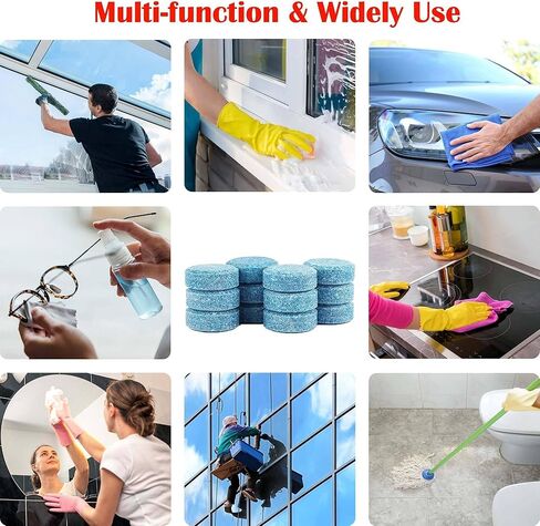 100 Pcs Windshield Washer Fluid Tablets – Solid Concentrated Glass Cleaner for Car, Kitchen, Windows – 1 Tablet Makes 1 Gallon – Effervescent Wiper Fluid, No Harsh Chemicals in Saudi Arabia