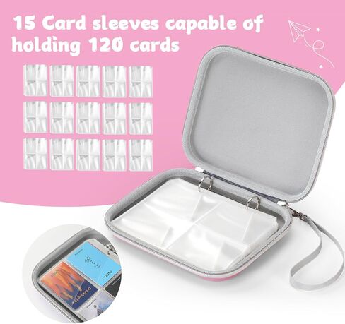 Card Case Fit for Yoto Cards, Portable Card Binder Holder with 120 Pockets for Player & Mini Audiobook Cards, Card Folder Storage with Sleeves for Travel (Pink) in Saudi Arabia