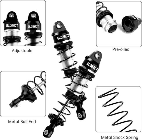 GLOBACT ألومنيوم 88 مم ماص للصدمات الزيتية الأمامية والخلفية مع زنبركات لـ TRAXXAS Mini Maxx XRT 107154-1 108076-1 1/16 RC ترقيات الشاحنة (فضي) in Kuwait